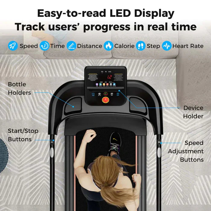 2.5 HP Walking Treadmill for Senior with Long Handrail, 300 lbs Capacity, Recovery Fitness Exercise Machine