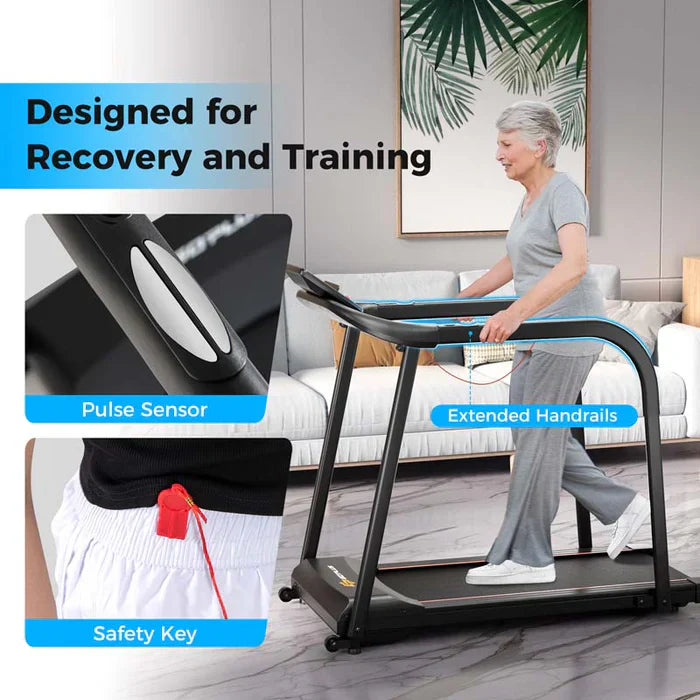 2.5 HP Walking Treadmill for Senior with Long Handrail, 300 lbs Capacity, Recovery Fitness Exercise Machine